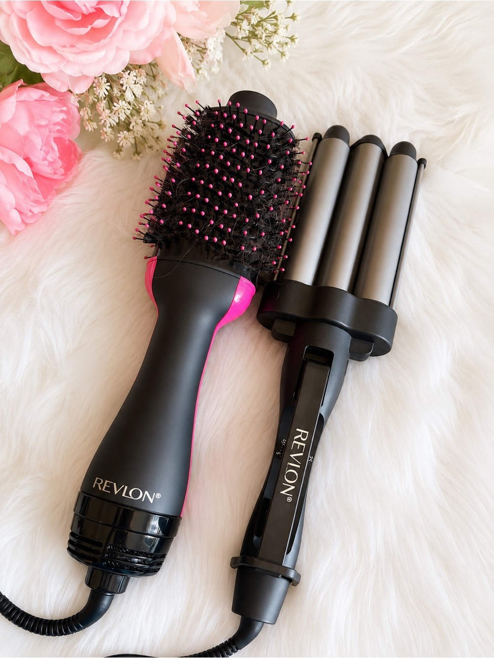 Revlon Black and Pink Hot Air Brush with Triple Barrel Waver